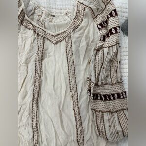 Free People Cream and Brown embelished Blouse